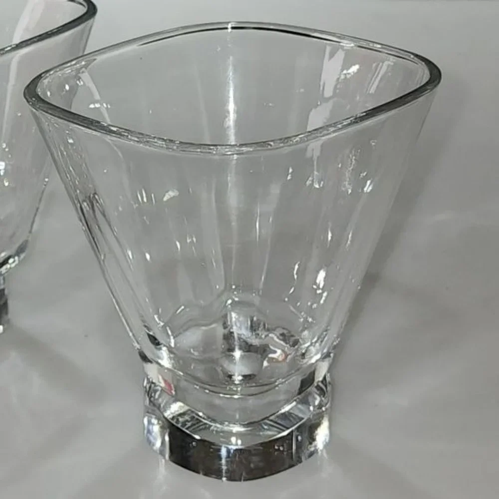 Set of Two Semi Square Cocktail Dessert Martini Crystal Drinking Glass‎ 7.5 Oz